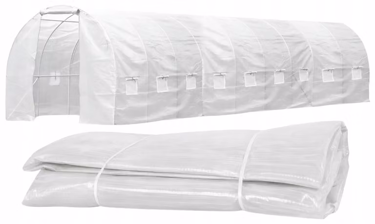 Ekspand | Serra in plastica - 3x12 m - 18 finestre - Plastica resistente ai raggi UV - Bianca