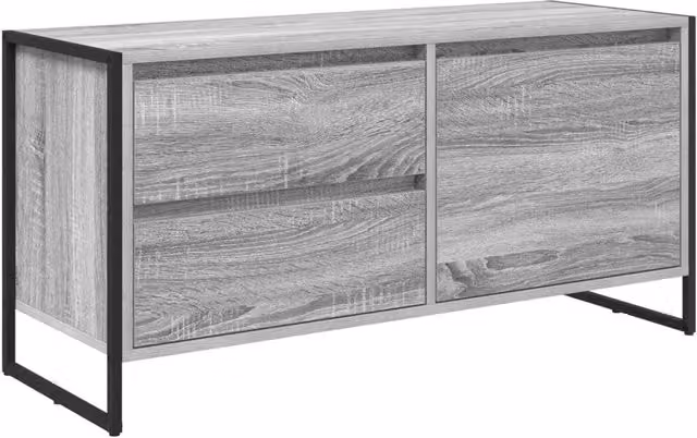 Mobile TV industriale contemporaneo 100 x 36 x 49 cm pratico spazio di archiviazione atmosfera accogliente in legno multistrato grigio sonoma 02_0054568