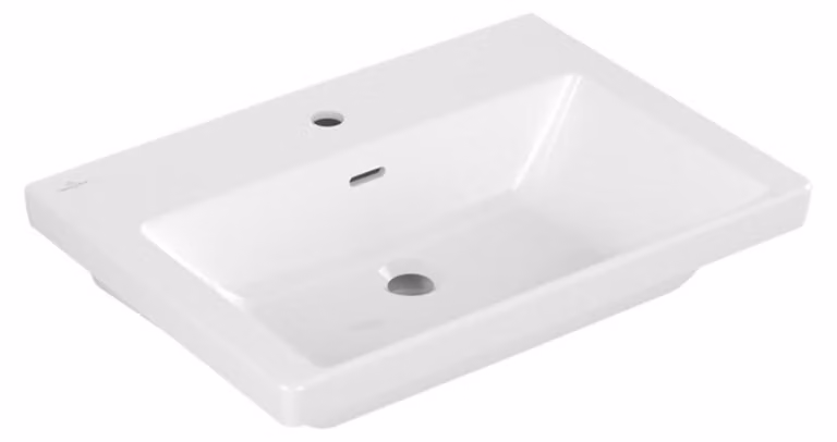 Villeroy & Boch Subway 3.0, lavabo rectangulaire, 1 trou pour robinetterie, avec trop-plein, compatible avec robinetterie 3 trous, 650x470mm, 4A706501, 4A706501