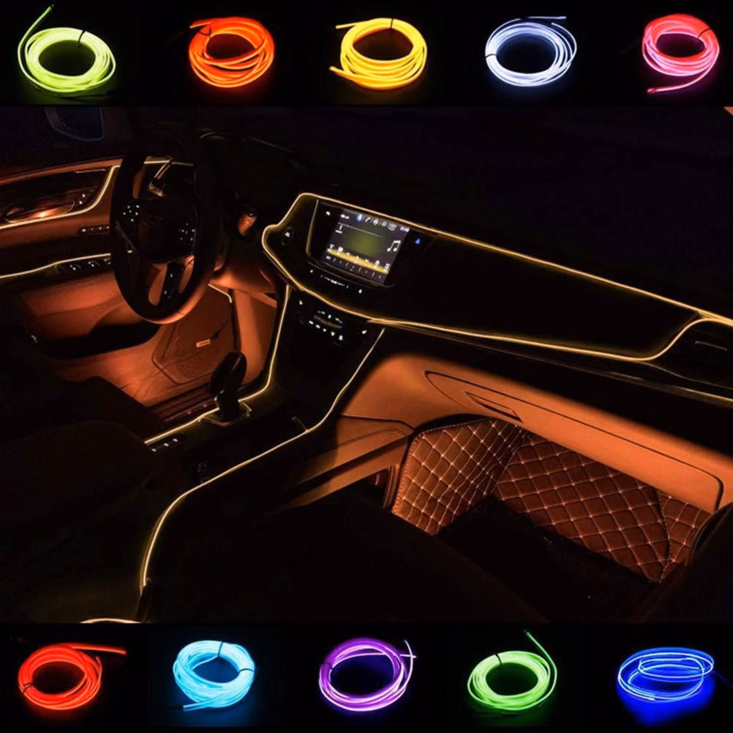 EL-Draht, luci al neon a LED, 5 metri, arancione, 12V, luce fredda, flessibile, per decorazioni