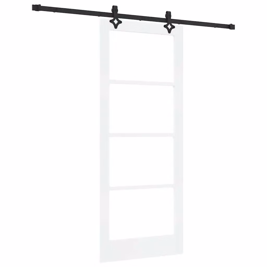 Porta scorrevole moderna vidaXL in legno e vetro, Bianco e Nero, L: 83 cm, H: 202 cm – 2