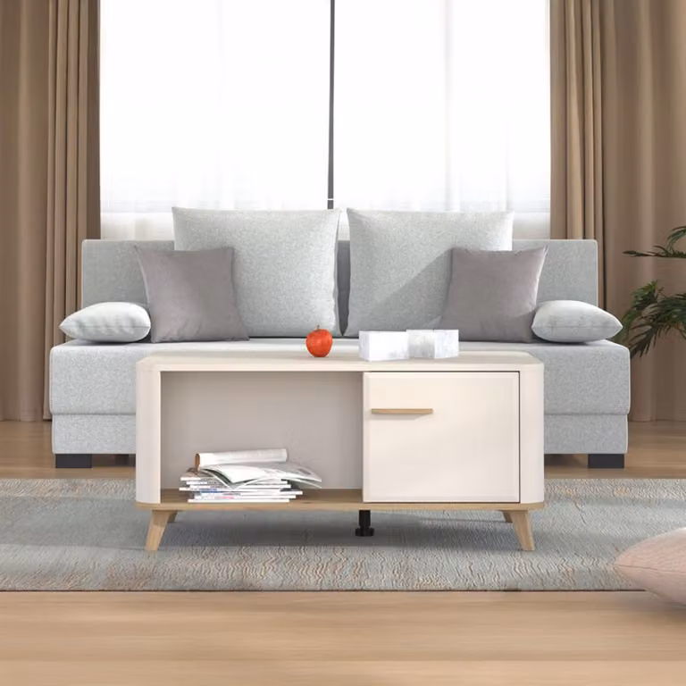 Dmora Tavolino da Salotto Patu 101x55x46h cm Beige, con Piedini un Vano