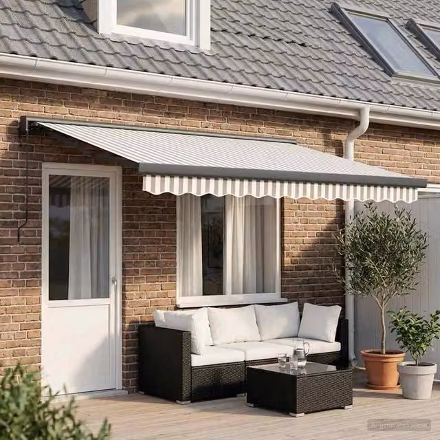 Tenda retrattile Grigio chiaro e bianco 400 × 300 cm 3426084