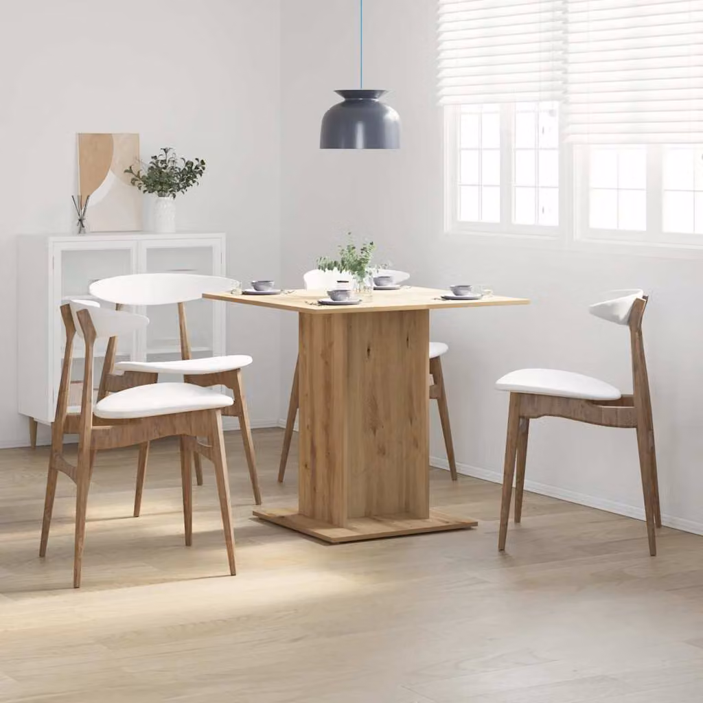 vidaXL Tavolo da pranzo quadrato in legno rovere color marrone L: 80 cm, P: 80 cm, H: 75 cm