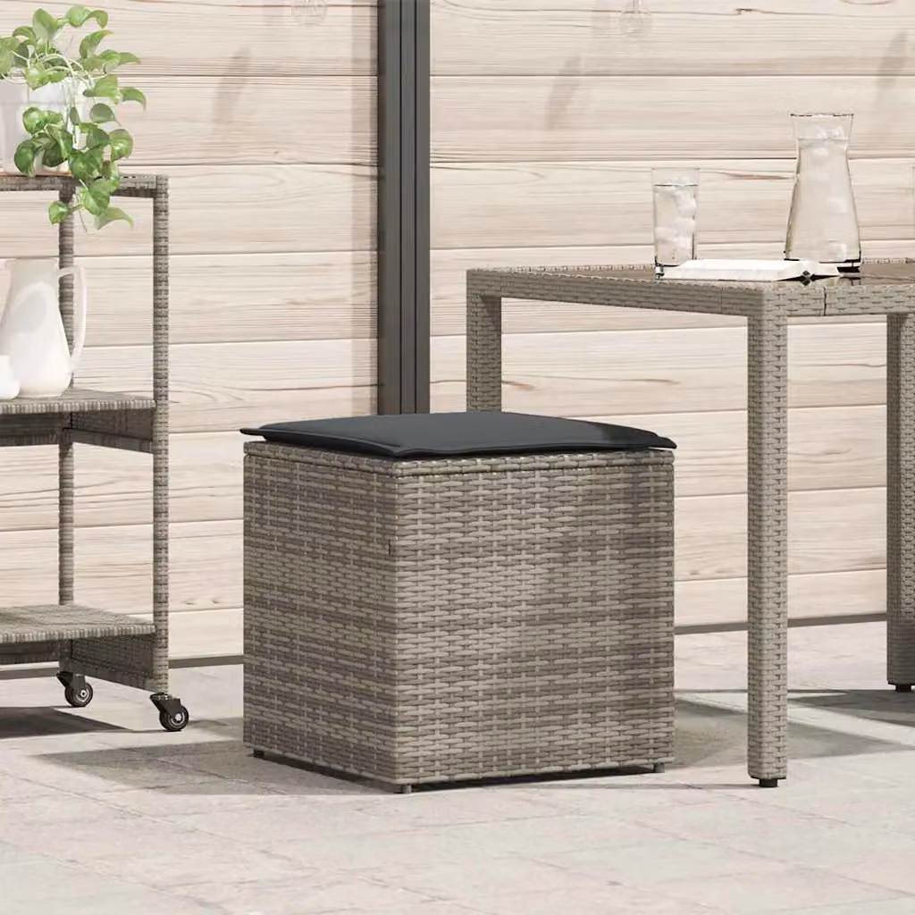 Scatola per cuscini vidaXL in rattan grigio, L/P/H: 50 x 50 x 50 cm