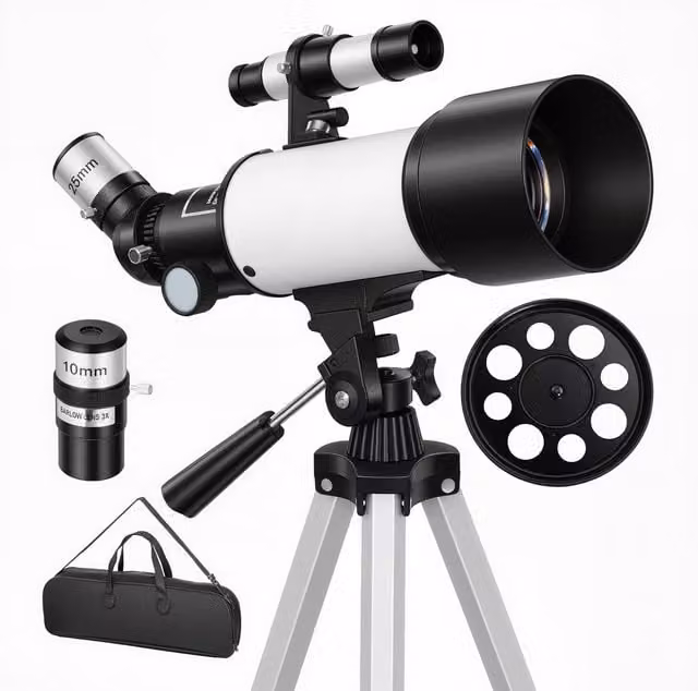 Telescopio astronomico Outsunny con treppiede regolabile, ingrandimento 0x/16x, Bianco – 1