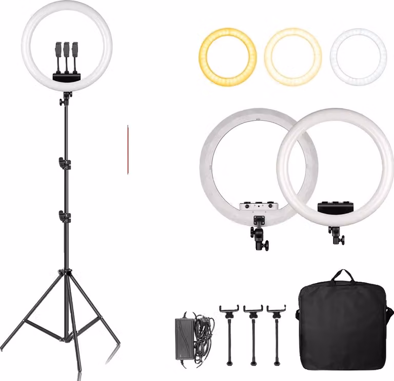 luce anulare LED da 18 pollici, luminosità regolabile, uso versatile, SH-HXD-18D-01