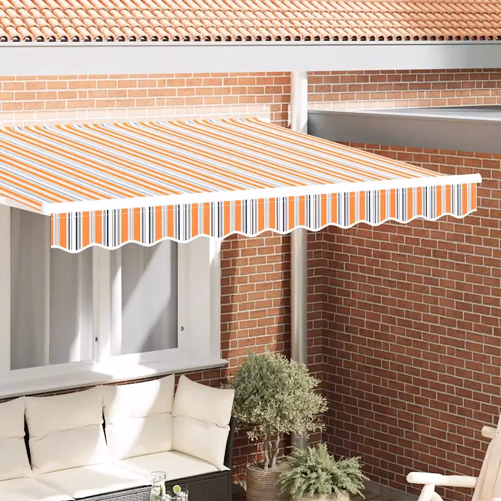 Mantovana di ricambio per tenda da sole vidaXL in poliestere a strisce arancioni e grigie, L: 235 cm