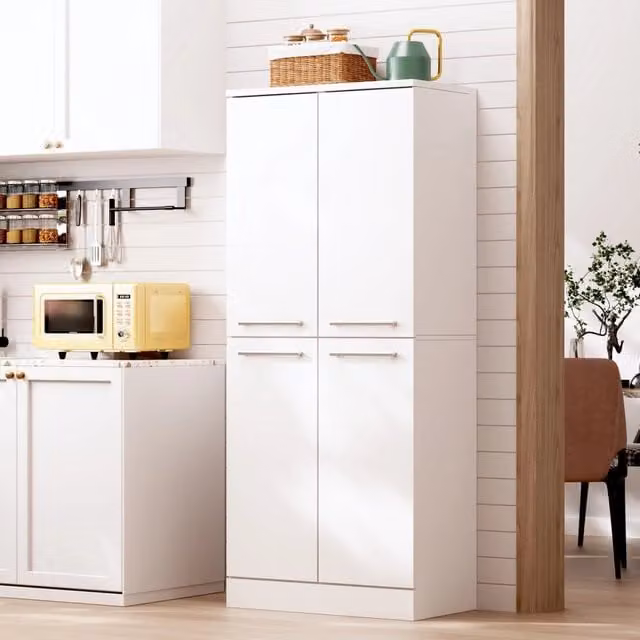 Mobile colonna da cucina con ripiani regolabili in MDF bianco lucido 76 × 42 × 180 cm