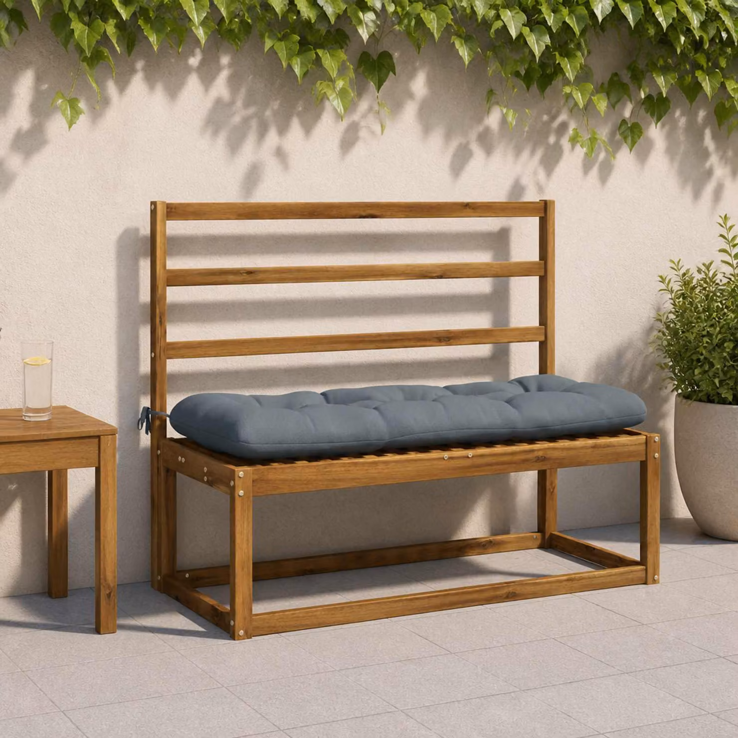 Set di 2 cuscini per panchina vidaXL VIANEN in poliestere blu con imbottitura in schiuma e rivestimento lavabile
