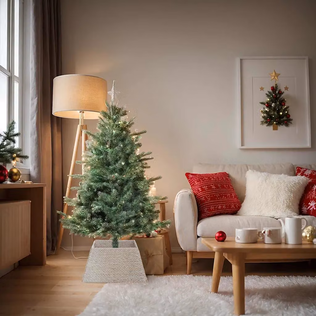 vidaXL Collare per Albero di Natale Quadrato Bianco L: 60 cm, P: 60 cm, H: 28 cm