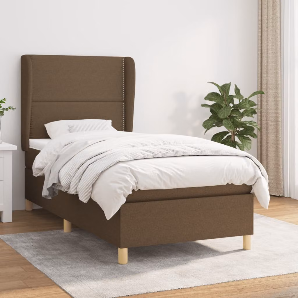 Maison Exclusive - Letto boxspring con materasso marrone scuro 90x190 cm tessuto