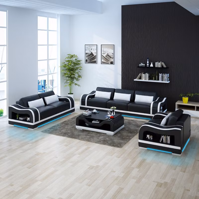 Ledersofa Couch Sofagarnituren 3+2+1 Sitzer Garnitur Design Modern Sofa mit USB