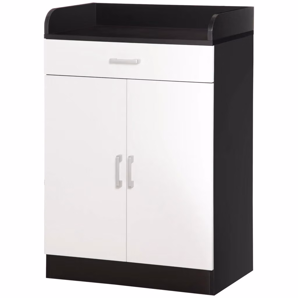 Cassettiera Minimal con Ripiano Regolabile in Legno MDF, Bianco e Nero, L 60 cm x P 40 cm x H 90 cm – 2
