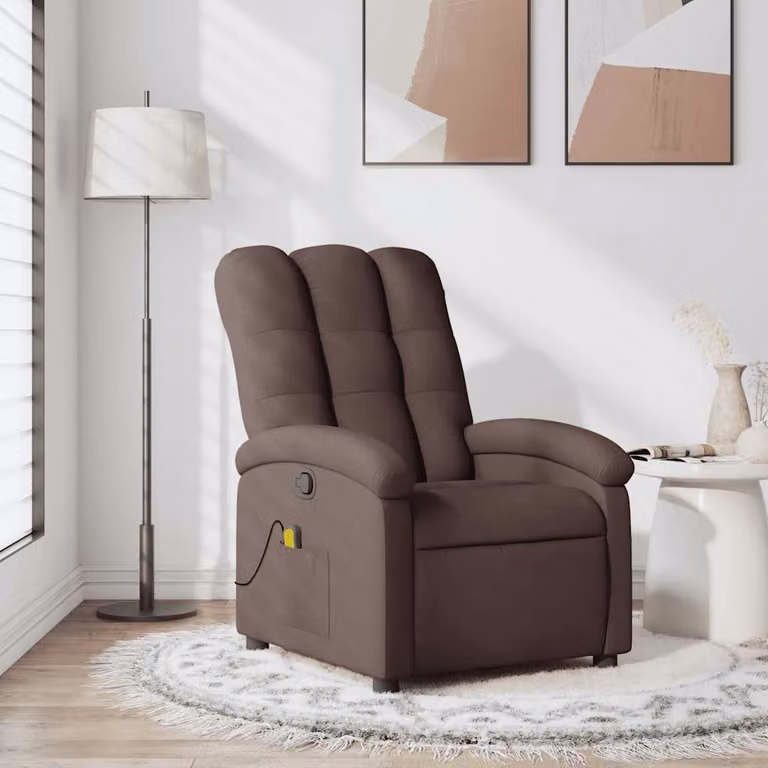 vidaXL Poltrona Reclinabile Relax Moderna in Tessuto Marrone con Braccioli