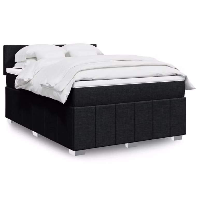 vidaXL Giroletto a Molle con Materasso Ibrido in Tessuto Nero L/P: 160 x 200 cm