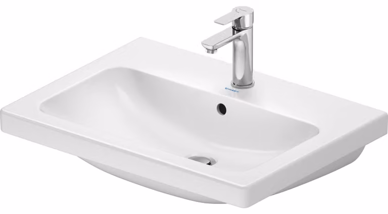 Duravit D-Code lavabo, avec trou pour robinet, avec trop-plein, 650x480x165mm, blanc brillant, 2399650000, 2399650000