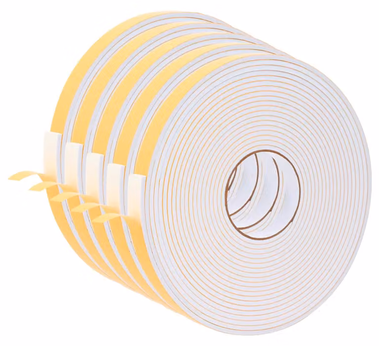 Nastro in schiuma autoadesivo, 5 pezzi, colore bianco, dimensioni 20 mm x 10 m, materiale: schiuma CR