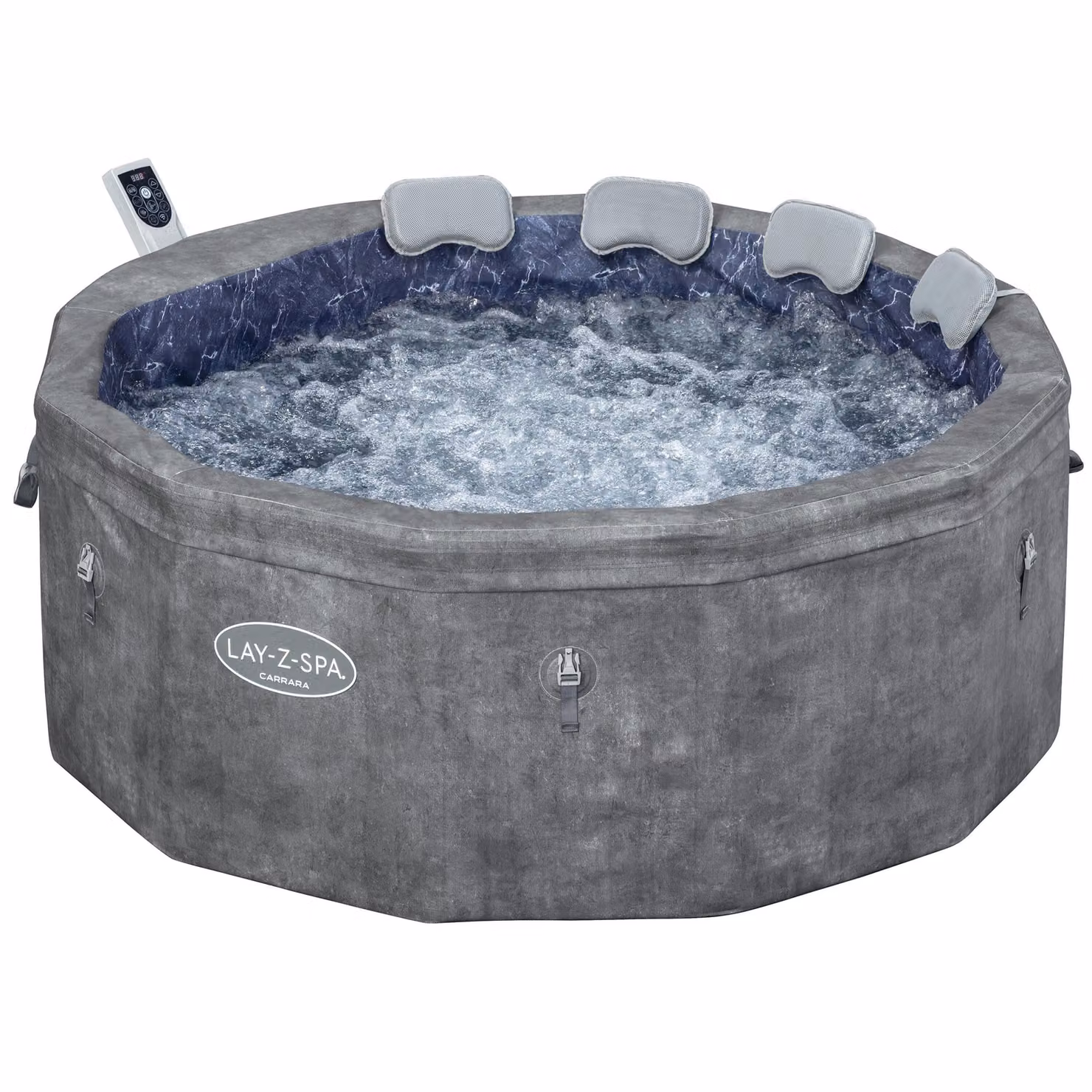 Idromassaggio a risparmio energetico Bestway® LAY-Z-SPA® con pannelli in schiuma Carrara AirJet™ con controllo tramite app + gruppo pompa UltraFit™ integrato, per 6 persone Ø 170 x 65 cm, aspetto alabastro scuro