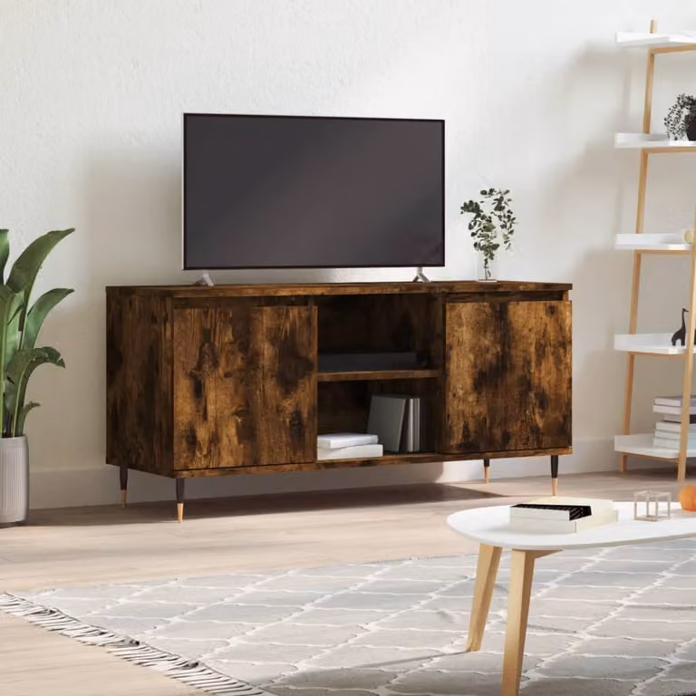 Mobile Porta TV Moderno vidaXL in Legno e Metallo, Colore Marrone, L/P/H: 104 x 35 x 50 cm