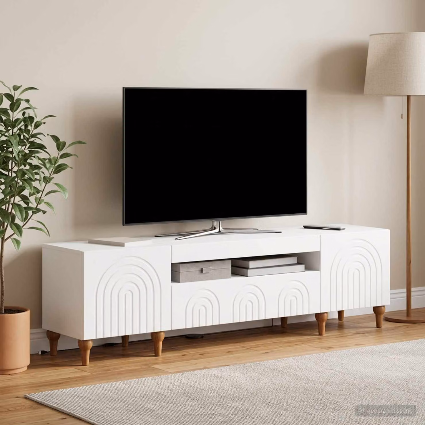 Mobile TV LED vidaXL ALKMAAR Bianco L: 153 cm, P: 35 cm, H: 43 cm
