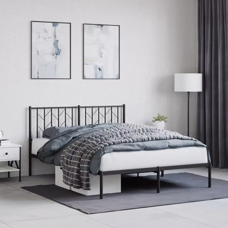 vidaXL Giroletto con Testiera in Metallo Nero L/P/H: 140 x 190 x 90 cm