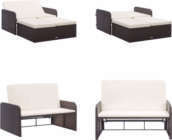 vidaXL set salotto da giardino 2 pezzi con cuscini in rattan marrone - set da giardino - set da giardino - divano da giardino - divani da giardino