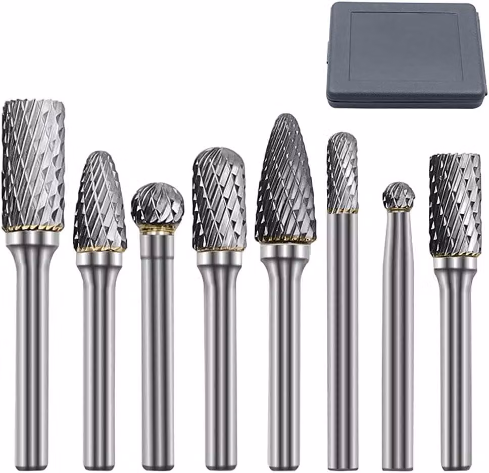 Set di frese in metallo duro, 8 pezzi, con gambo da 6 mm, punte da 6 mm a 12 mm, per lavorazione dei metalli