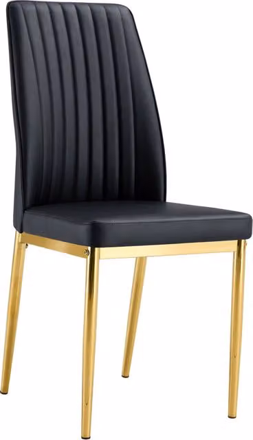 Set di 4 sedie da sala da pranzo 43 x 42,5 x 92,5 cm in similpelle nera e oro