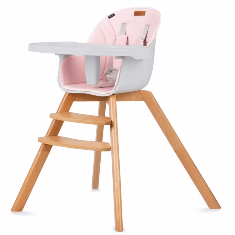 Seggiolone per bambini, seggiolone da pranzo, seggiolone da tavolo in legno Kidwell NOBIS Rosa