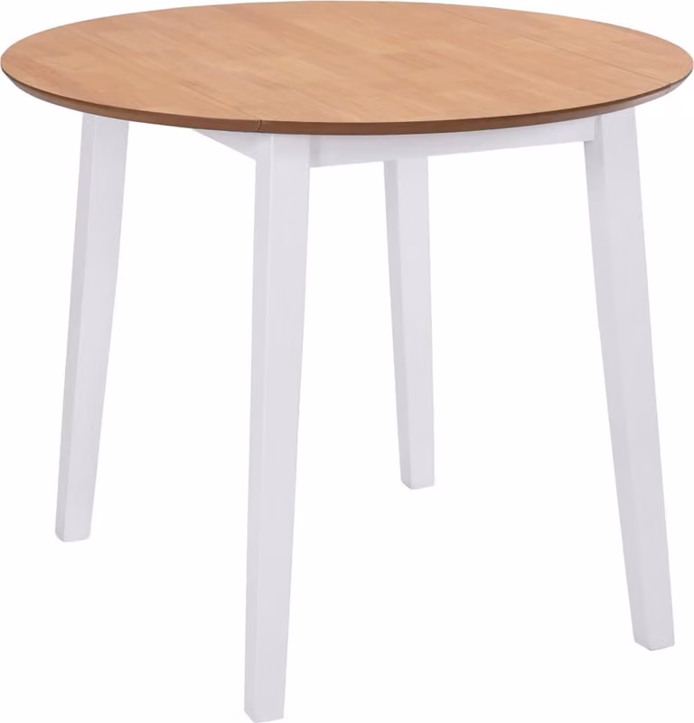 The Living Store Tavolo da pranzo pieghevole rotondo in MDF bianco