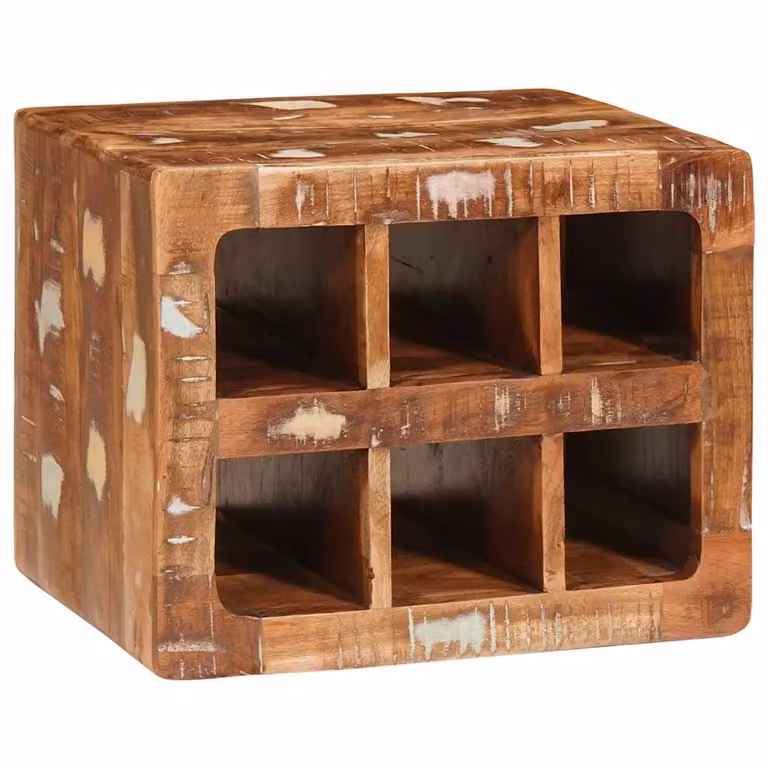 vidaXL Portabottiglie in Legno Massello Recuperato Marrone L 44,0 cm x P 35,0 cm x H 30,0 cm