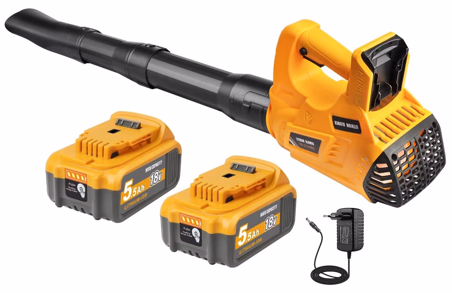 Soffiatore a batteria senza fili con batteria da 5,5 Ah e 18 V, inclusa caricabatterie