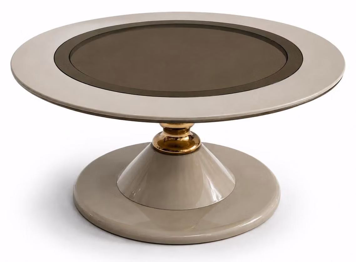 Tavolino da caffè rotondo, beige, in stile moderno, per soggiorno, design minimalista