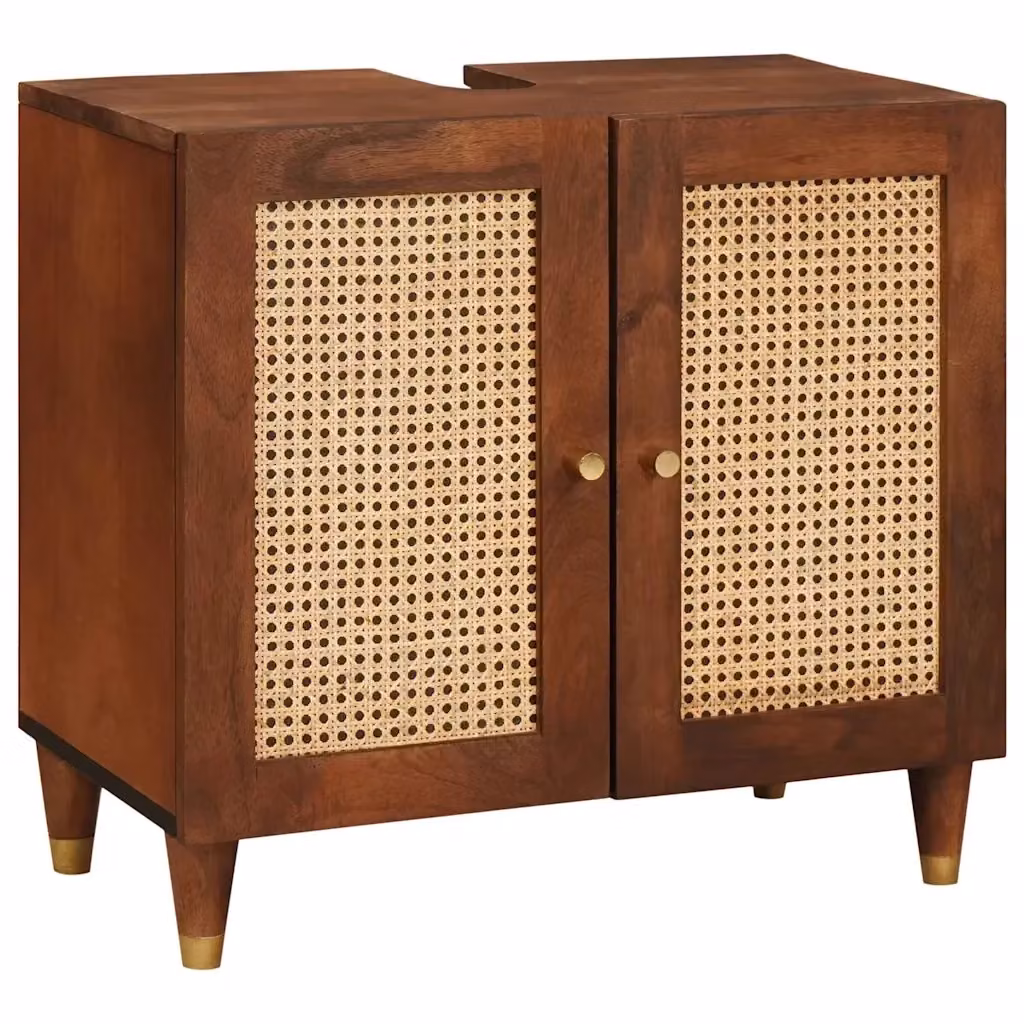 Armadio sottolavello moderno vidaXL in legno marrone con ante a battente e ripiani interni L: 62 cm, P: 33 cm, H: 58 cm – 2