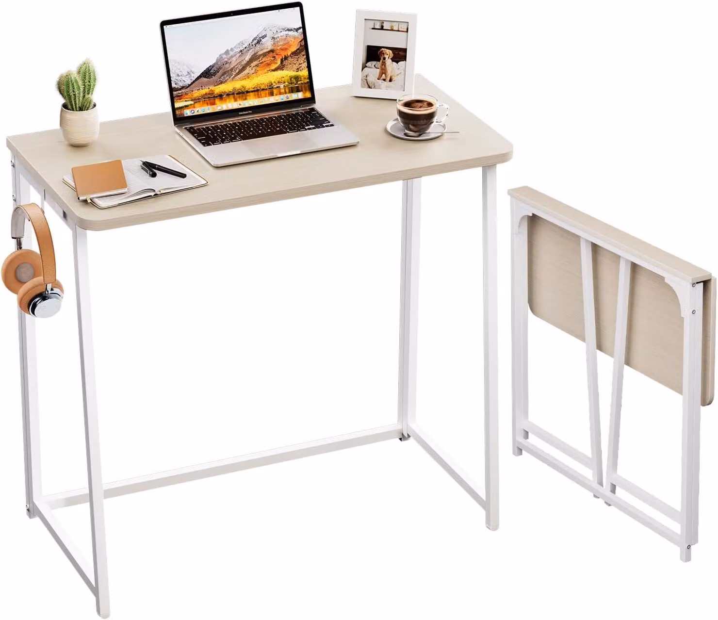 Scrivania pieghevole, 80 cm, compatta, ideale per piccoli spazi