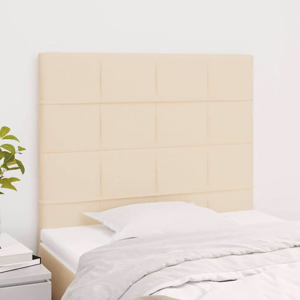Testiera per letto vidaXL in tessuto beige con struttura in legno e pannello imbottito, L/P/H: 90 x 5 x 118/128 cm