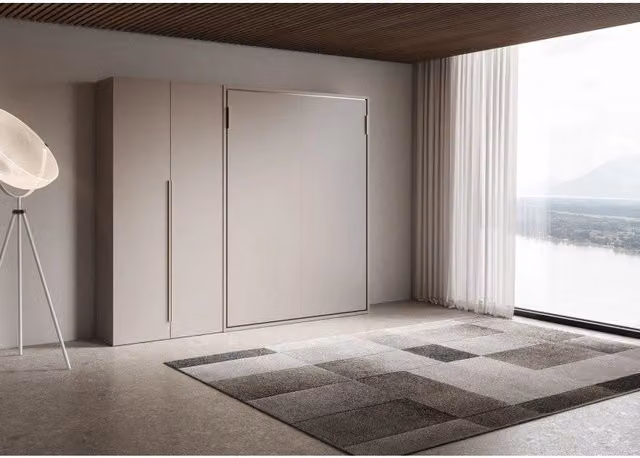 Letto matrimoniale a scomparsa Versia Itamoby con armadio a sinistra a 2 ante, colore grigio, L/P/H: 160 x 200 cm