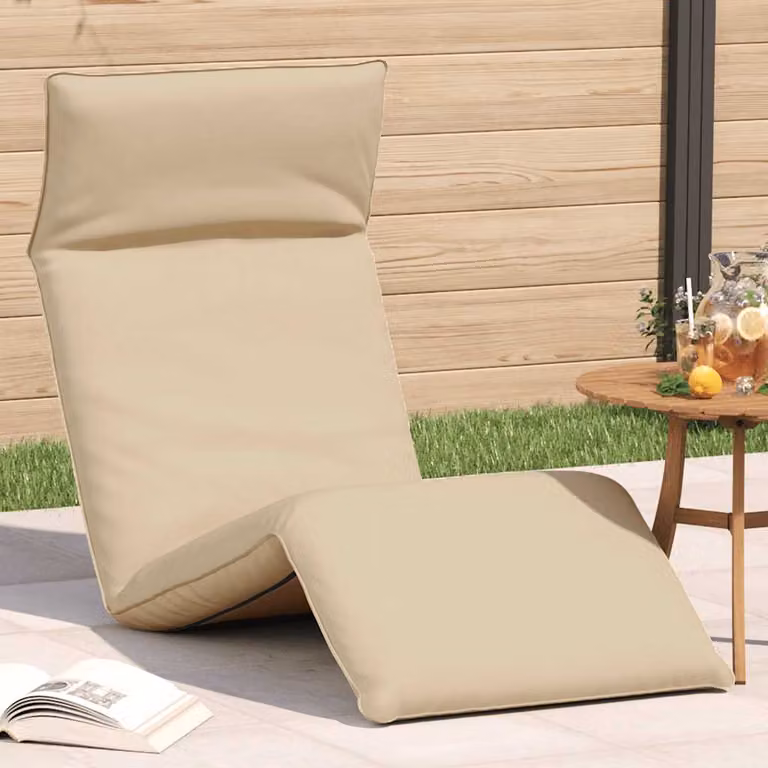 vidaXL Lettino Pieghevole Beige con Poggiatesta Regolabile in Tessuto Oxford e Acciaio Verniciato L: 175 cm, P: 54 cm, H: 8,5 cm