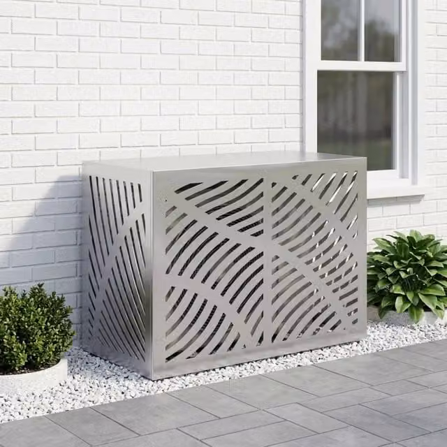 Copertura per condizionatore d'aria vidaXL in acciaio galvanizzato Argento L/P/H: 100 x 50 x 70 cm