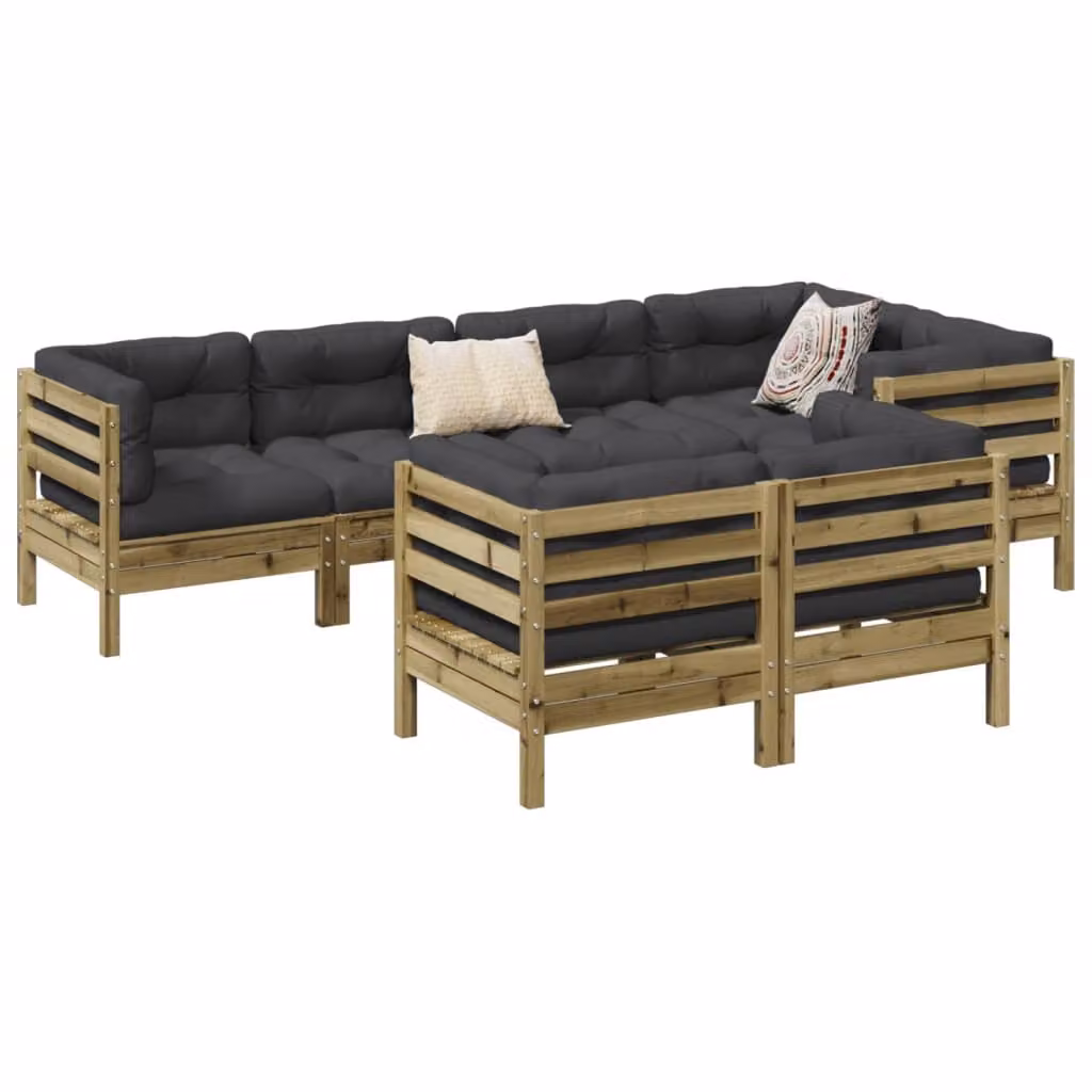 Maison Exclusive - Set da giardino composto da 7 pezzi con cuscini, in legno di pino trattato