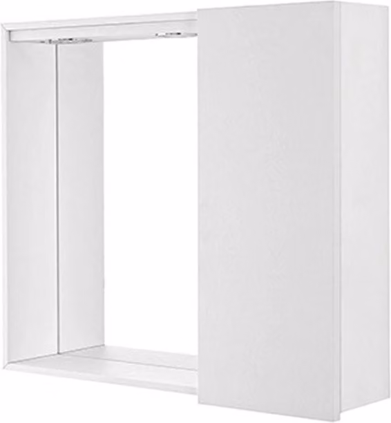 Specchiera da bagno Feridras con anta e illuminazione LED integrata, design minimalista, Bianco Lucido, L: 61 cm, H: 68 cm, P: 17 cm