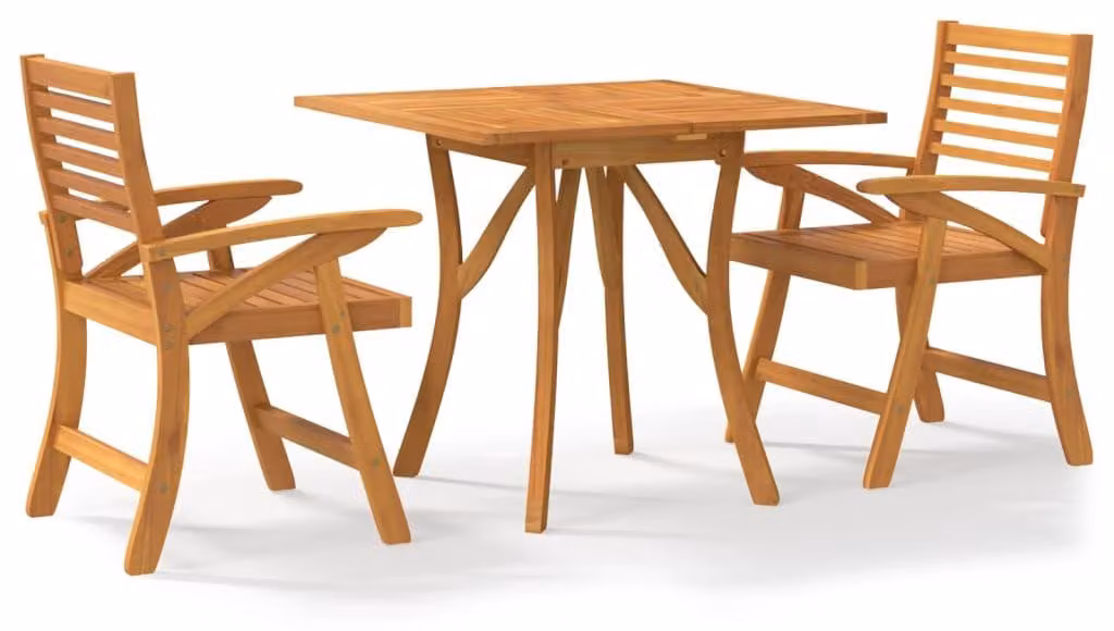 set da pranzo da giardino 3 pezzi in legno massiccio di acacia