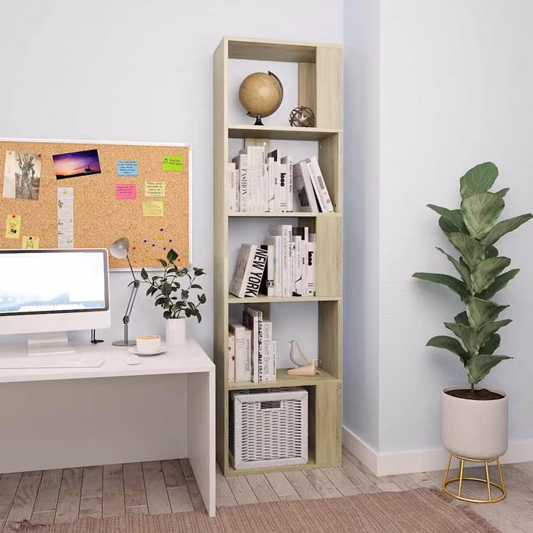 Libreria e Divisorio vidaXL in Legno Multistrato e MDF, Colore Rovere Sonoma, L 45 cm x P 24 cm x H 159 cm