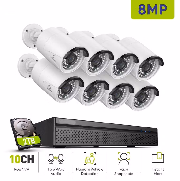 Sistema di videosorveglianza - Telecamere di sicurezza - Telecamera di sicurezza - 4K Ultra HD - Kit di telecamere POE