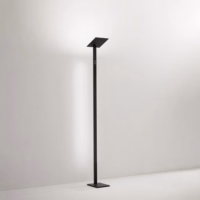 Piantana Moderna Quadra Alluminio Nero Acrilico Led 24W Cct 3000/4000/6000K