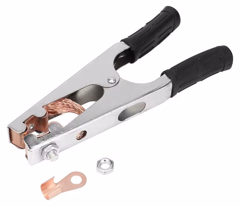 Morsetto di fissaggio in ottone nichelato, modello 800A, per saldatrici
