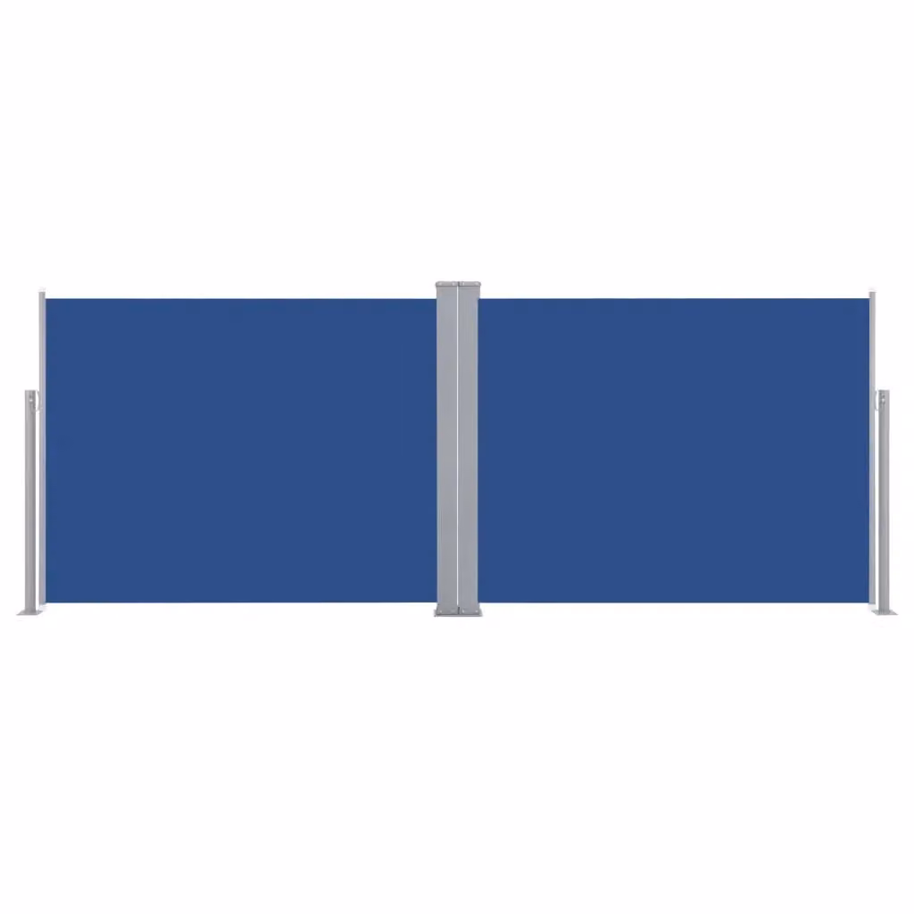 Tenda da sole laterale retrattile blu in poliestere con struttura in acciaio e alluminio per patio e giardino, L: 1000 cm, H: 140 cm – 2