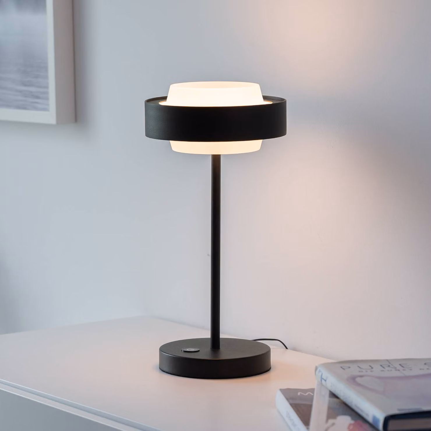 Schöner Wohnen Lampada da tavolo a LED Elmo, dimmerabile, Nero, Soggiorno / Sala da pranzo, Metallo, Moderno, Lampada da tavolo LED