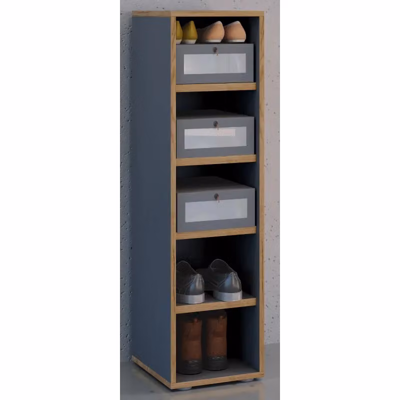 Scarpiera Ezooza in Legno Antracite con Ripiani Regolabili H110 x L30 x P33 cm – 2